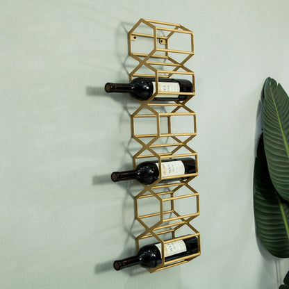 Glam Wall Mounted Wine Rack Bottle Metal Bottle Holder in Gold 6.7"L x 4.7"W x 30.3"H 1 Piece