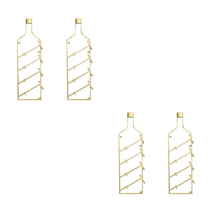 Glam Wall Mounted Wine Rack Bottle Metal Bottle Holder in Gold