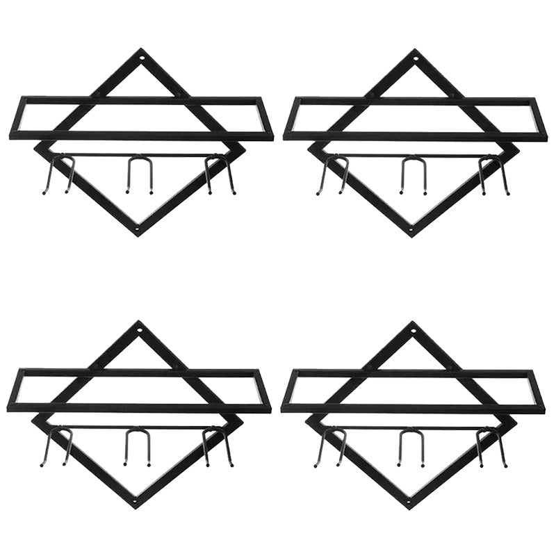 Metal Wall Mounted Wine Glass Rack Contemporary Wine Holder for Kitchen Wine Bottle & Glass Rack Black 4 Piece Set Clearhalo 'furn' 'furn_wine_racks' 'Furniture' 'Kitchen & Dining Furniture' 'Wine Racks' 'wine_racks' 6308717