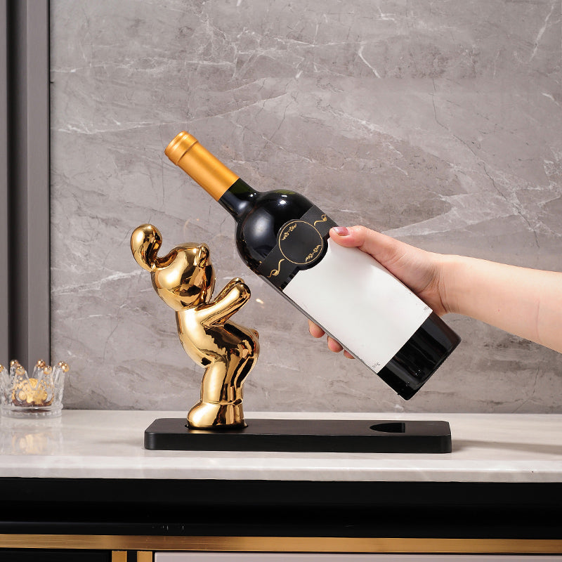 モダンワインボトルラックメタルテーブルトップキッチンボトルホルダー