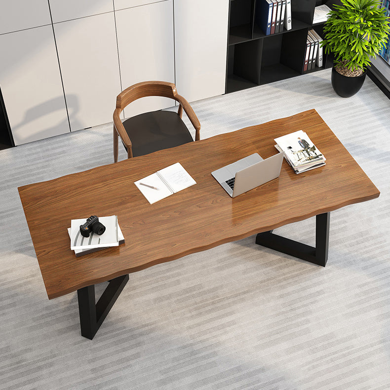 Solid Wood Industrial Writing Desk Rectangular Office Desk with Iron Legs 71"L x 31.5"W x 31"H Clearhalo 'furn' 'furn_office_desk' 'Furniture' 'Office Desks' 'Office Furniture' 'office_desk' 6309448