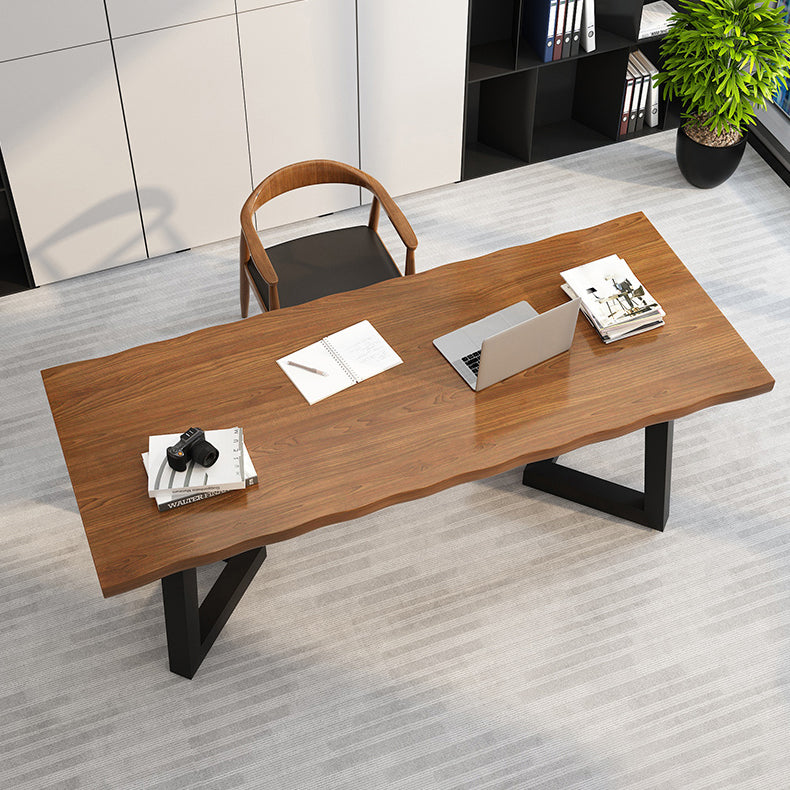 Solid Wood Industrial Writing Desk Rectangular Office Desk with Iron Legs Clearhalo 'furn' 'furn_office_desk' 'Furniture' 'Office Desks' 'Office Furniture' 'office_desk' 6309457