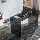 Glass Top Office Desk Sled Base Rectangular Writing Desk for Office