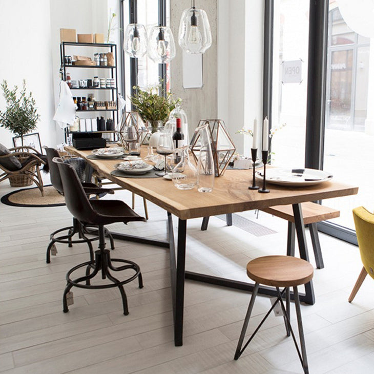 29.5 "H Industrieel Office Desk rechthoekig secretaris -bureau met metalen benen