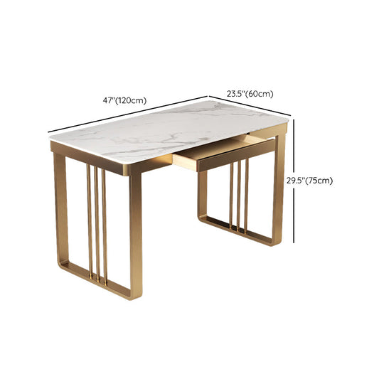 Scrivania rettangolare da scrittura da ufficio bianca glam da ufficio con cassetto