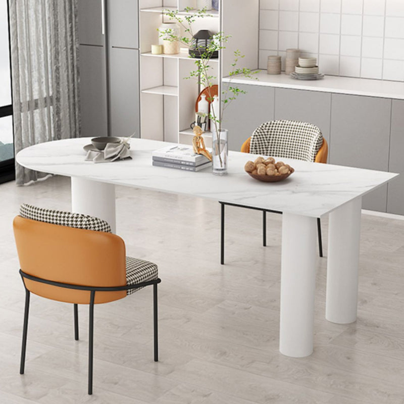 Marmor und Metall weißer Büroschreibtisch Glam gebogen