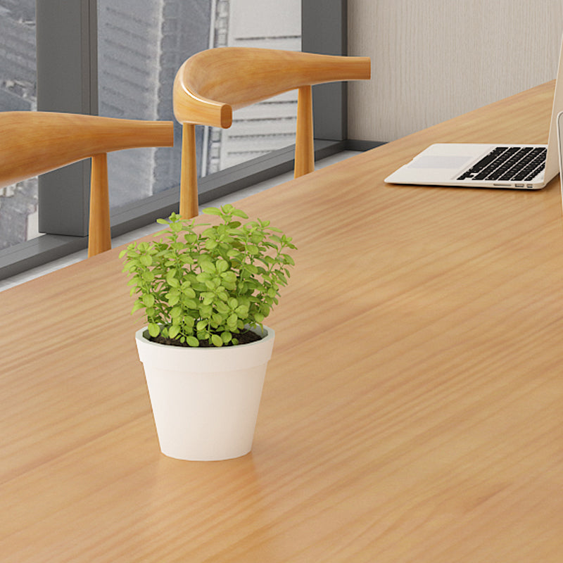 Pine Distano da scrittura contemporanea ovale marrone in legno massiccio