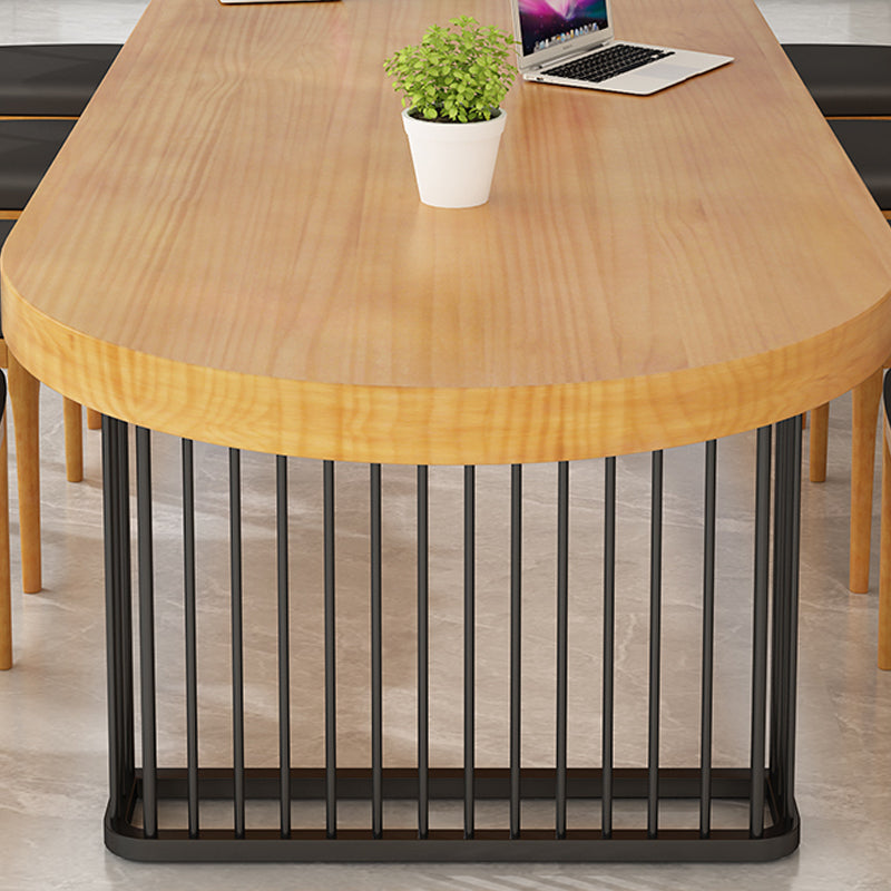 Pine Distano da scrittura contemporanea ovale marrone in legno massiccio