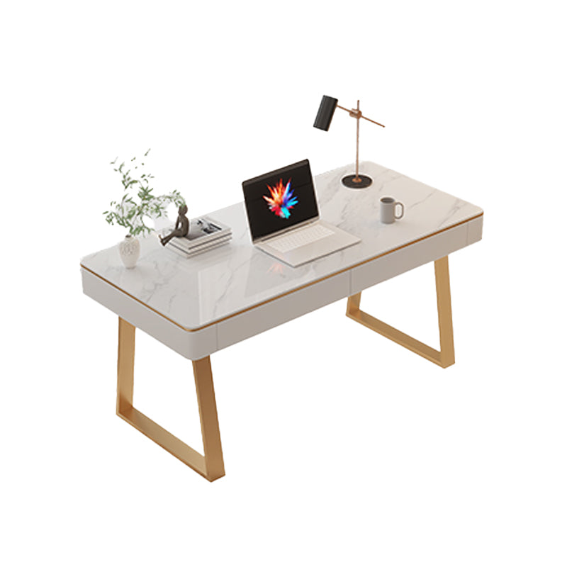 White Glam Executive Desk 2-lads SLED RECHTANGILLE Office Bureau