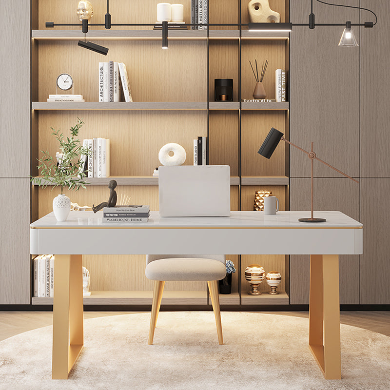 White Glam Executive Desk 2-lads SLED RECHTANGILLE Office Bureau