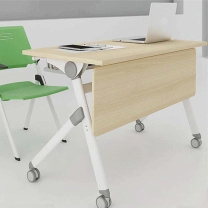 Contemporary Natural Office Desk Rectangular Writing Desk with Caster Wheels 63"L x 23.6"W x 29.5"H Clearhalo 'furn' 'furn_office_desk' 'Furniture' 'Office Desks' 'Office Furniture' 'office_desk' 6309942