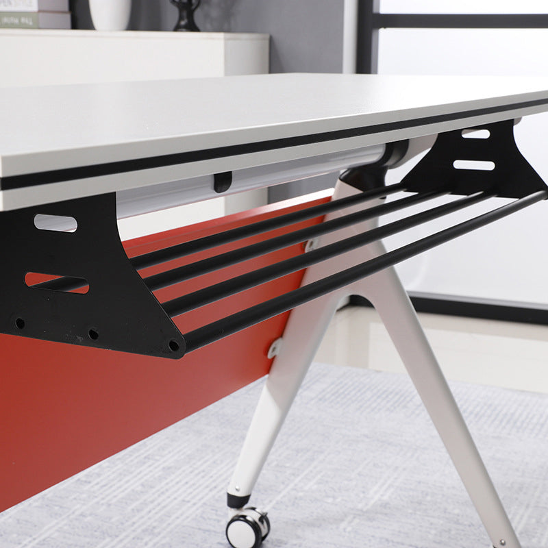 Bureau d'écriture blanc contemporain bureau rectangulaire avec roues lance-roues