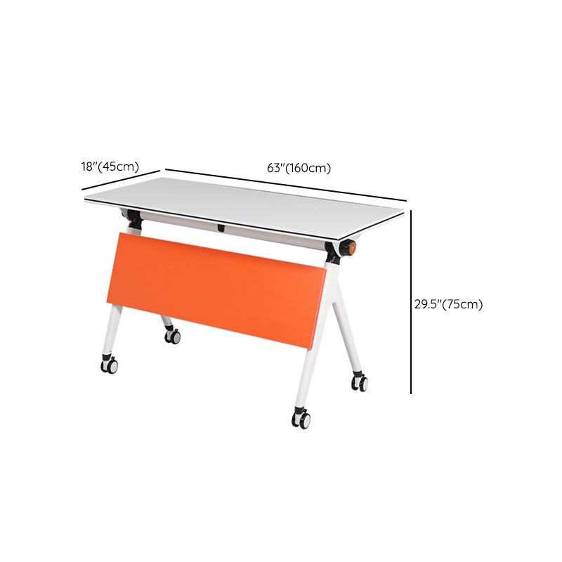 Bureau d'écriture blanc contemporain bureau rectangulaire avec roues lance-roues