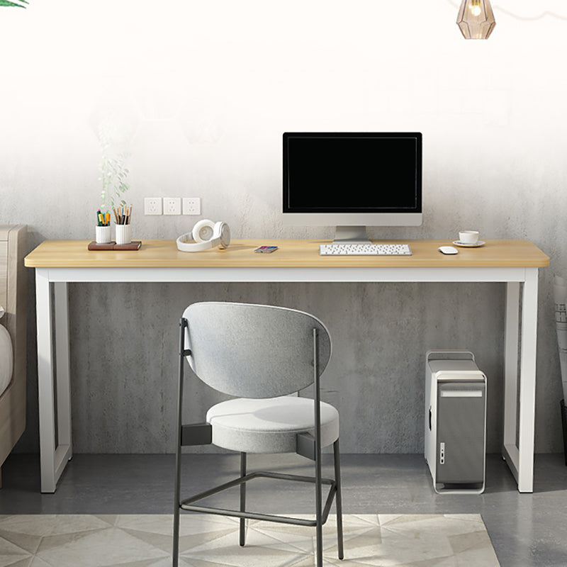 Rectangular Wood Office Desk Bedroom Writing Desk with Metal Legs 55.1"L x 15.7"W x 29.1"H Natural Clearhalo 'furn' 'furn_office_desk' 'Furniture' 'Office Desks' 'Office Furniture' 'office_desk' 6310086