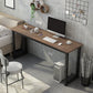 Rectangular Wood Office Desk Bedroom Writing Desk with Metal Legs 55.1"L x 15.7"W x 29.1"H Brown Clearhalo 'furn' 'furn_office_desk' 'Furniture' 'Office Desks' 'Office Furniture' 'office_desk' 6310091