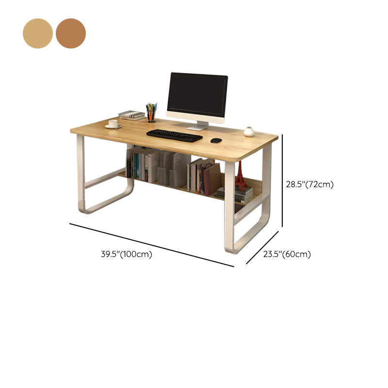 Rectangular Wood Office Desk Bedroom Writing Desk with Metal Legs Clearhalo 'furn' 'furn_office_desk' 'Furniture' 'Office Desks' 'Office Furniture' 'office_desk' 6310100