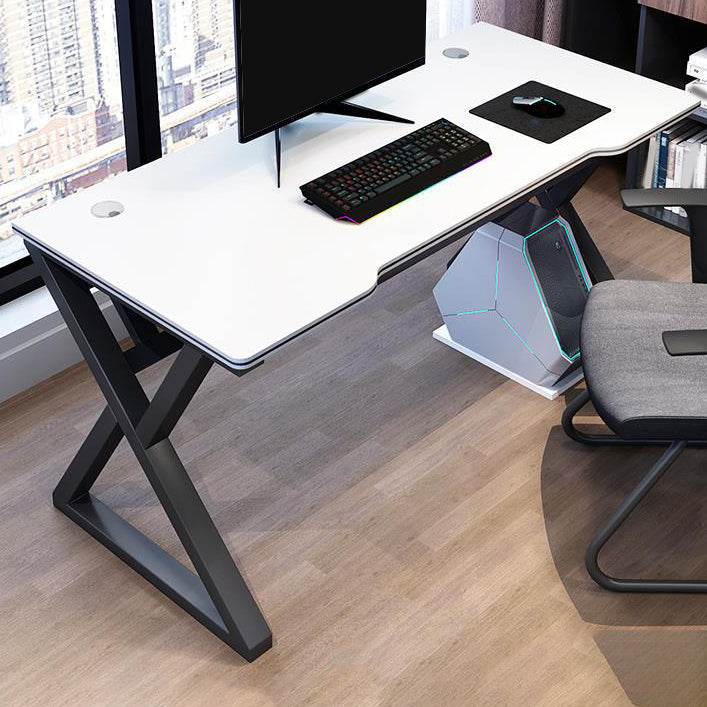 Ergonomic Home Computer Desk Trestle Gaming Desk with Metal Legs Black White Clearhalo 'furn' 'furn_office_desk' 'Furniture' 'Office Desks' 'Office Furniture' 'office_desk' 6310172