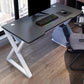 Ergonomic Home Computer Desk Trestle Gaming Desk with Metal Legs White-Black Clearhalo 'furn' 'furn_office_desk' 'Furniture' 'Office Desks' 'Office Furniture' 'office_desk' 6310182