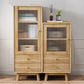19. 7 "W Glas Paned Accent Cabinet Pine Wood 1 - Deur en 2 - Ladepas