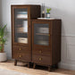 19. 7 "W Glas Paned Accent Cabinet Pine Wood 1 - Deur en 2 - Ladepas