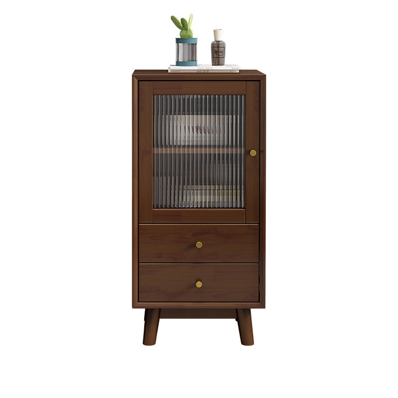 19. 7 "W Glas Paned Accent Cabinet Pine Wood 1 - Deur en 2 - Ladepas