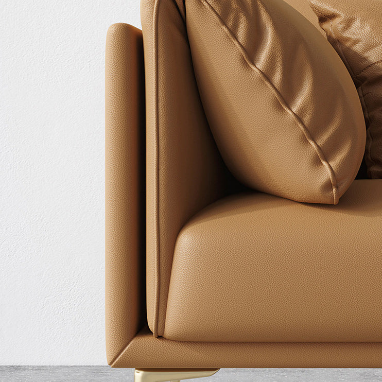 Modern Leather Pillow Top Arm Sofa Cushions Standard Sofa in Oragne Clearhalo 'furn' 'furn_sofas' 'Furniture' 'Living Room Furniture' 'Sofa' 'sofas' 6310499