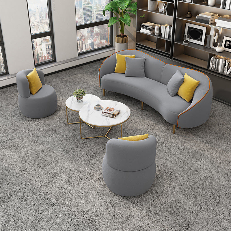 Divano moderno bianco/grigio con divano curvo con schienale stretto per appartamento