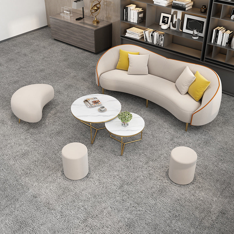 Divano moderno bianco/grigio con divano curvo con schienale stretto per appartamento