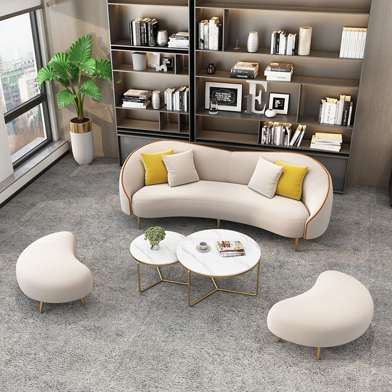 Divano moderno bianco/grigio con divano curvo con schienale stretto per appartamento