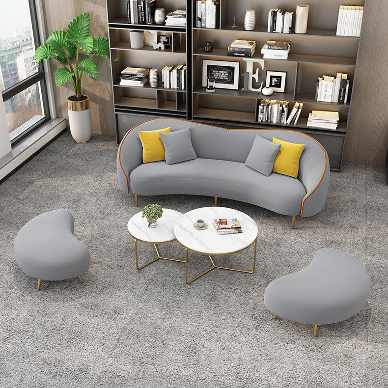 Divano moderno bianco/grigio con divano curvo con schienale stretto per appartamento