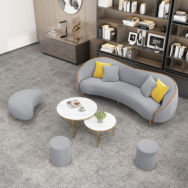 Divano moderno bianco/grigio con divano curvo con schienale stretto per appartamento