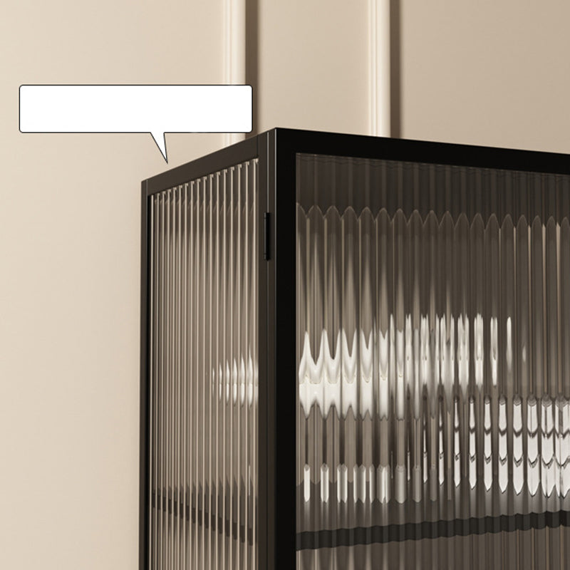 ガラスドア付きの現代のキュリオキャビネットメタルビュッフェキャビネット