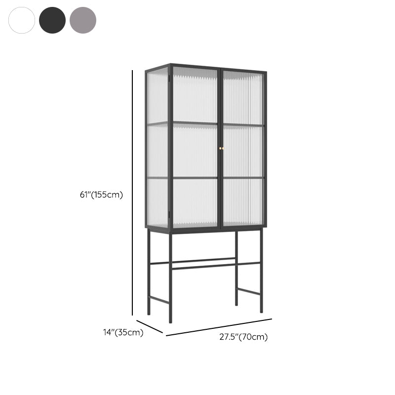 ガラスドア付きの現代のキュリオキャビネットメタルビュッフェキャビネット