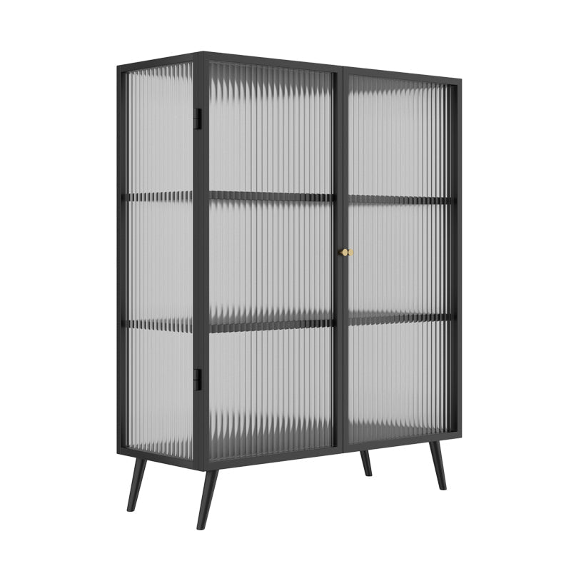 14" W Modern Storage Cabinet Glass Door Buffet Cabinet for Dining Room 39"L x 14"W x 45"H Black Clearhalo 'Display & China Cabinets' 'display_china_cabinets' 'furn' 'furn_display_china_cabinets' 'Furniture' 'Kitchen & Dining Furniture' 6310580