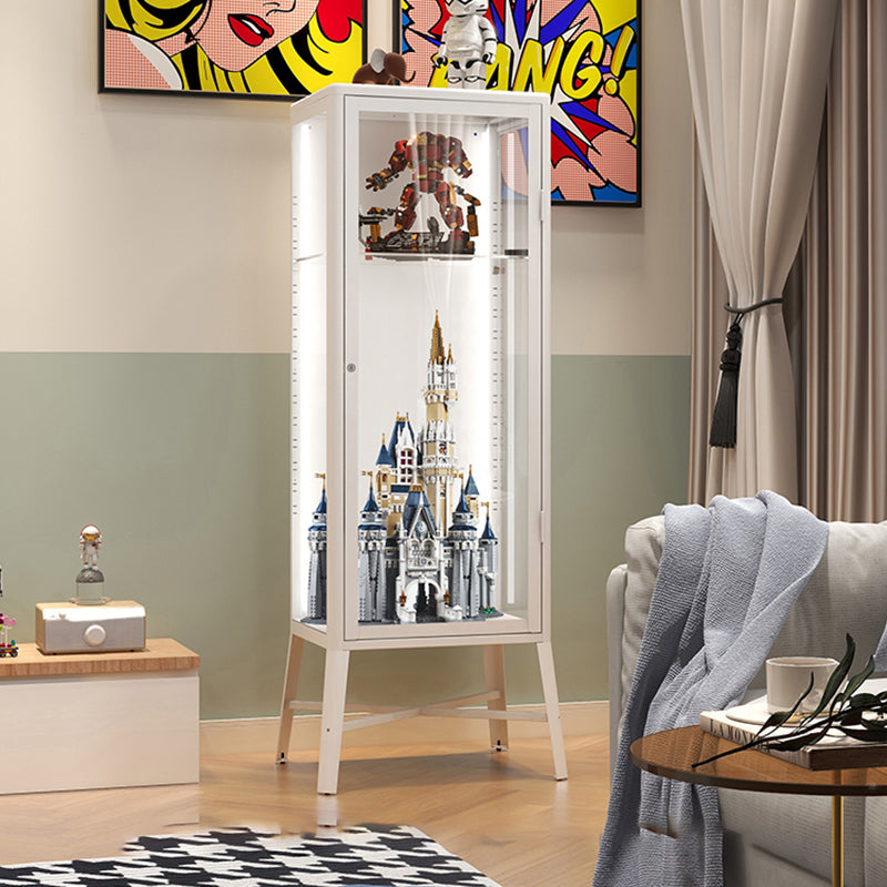 産業用金属キュリオキャビネットガラスのドアは、3つの棚でキャビネットを表示します