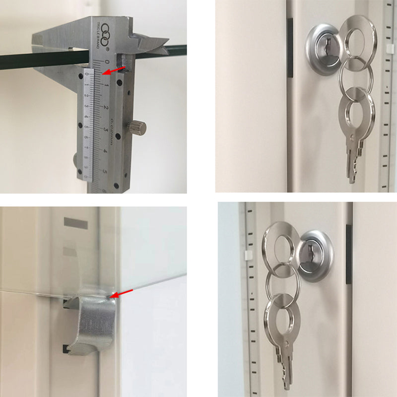 産業用金属キュリオキャビネットガラスのドアは、3つの棚でキャビネットを表示します