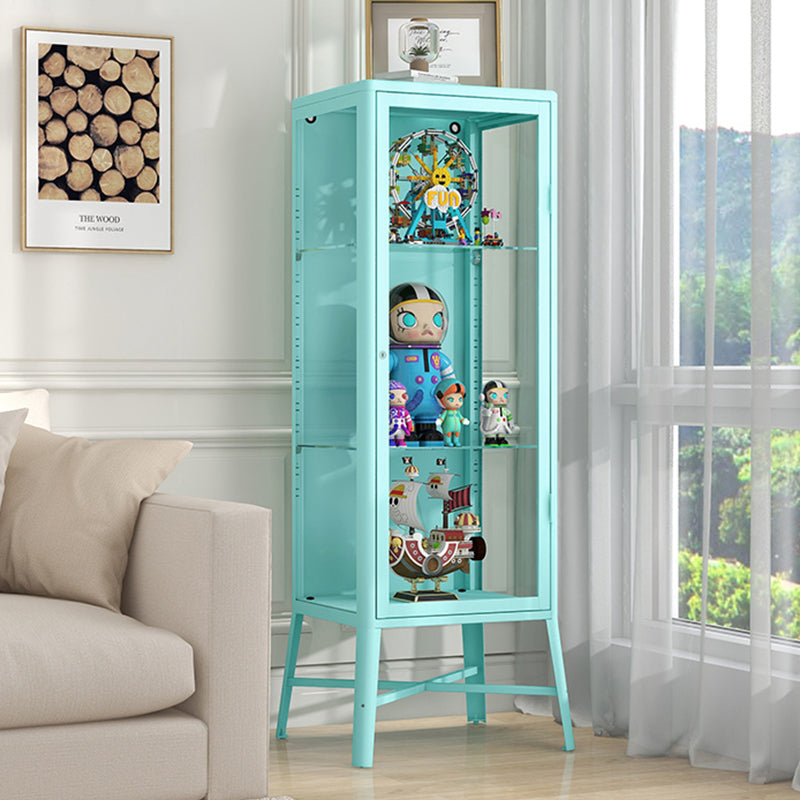 産業用金属キュリオキャビネットガラスのドアは、3つの棚でキャビネットを表示します