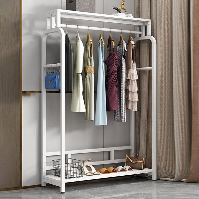 Modern Metal Entryway Kit Hanging Rail and 2 Storage Shelving Coat Hanger 47"L x 16"W x 59"H White Clearhalo 'Entry & Mudroom Furniture' 'furn' 'furn_hall_tree_coat_racks' 'Furniture' 'Hall Trees & Coat Racks' 'hall_tree_coat_racks' 6310718