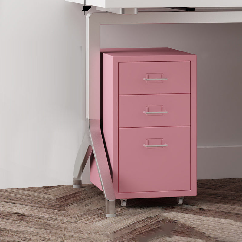 Traditional Steel Cabinet with Drawers and Pedestal Vertical Filing Cabinet Pink 3 Clearhalo 'Filing Cabinets' 'filling_cabinets' 'furn' 'furn_filling_cabinets' 'Furniture' 'Office Furniture' 6311002