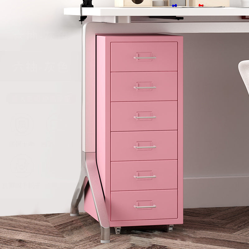 Traditional Steel Cabinet with Drawers and Pedestal Vertical Filing Cabinet Pink 6 Clearhalo 'Filing Cabinets' 'filling_cabinets' 'furn' 'furn_filling_cabinets' 'Furniture' 'Office Furniture' 6311015