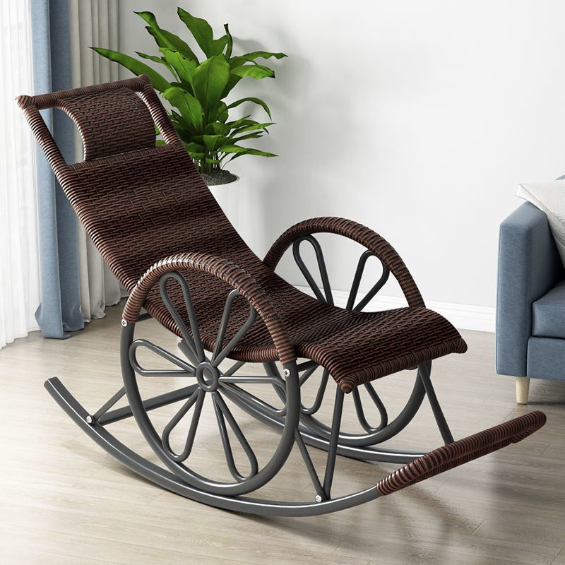 Rattan Modern Rocking Chair Woven Rope Rocker Chair in Black Red Brown Clearhalo 'Chairs & Seating' 'furn' 'furn_rocking_chairs' 'Furniture' 'Living Room Furniture' 'Rocking Chairs' 'rocking_chairs' 6311095