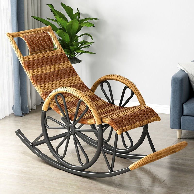 Rattan Modern Rocking Chair Woven Rope Rocker Chair in Black Brown Clearhalo 'Chairs & Seating' 'furn' 'furn_rocking_chairs' 'Furniture' 'Living Room Furniture' 'Rocking Chairs' 'rocking_chairs' 6311099