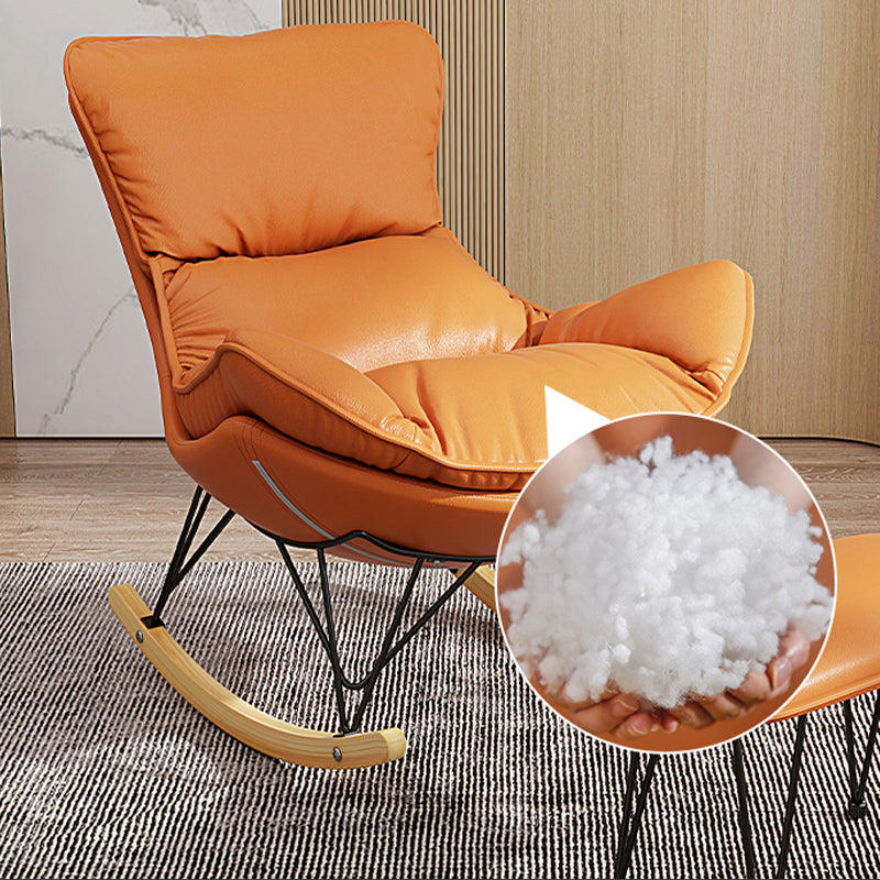 Modern Rocker Tapsted Cushions Cushions Wingback Glider con pierna oscura