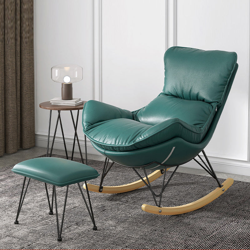 Modern Rocker Tapsted Cushions Cushions Wingback Glider con pierna oscura