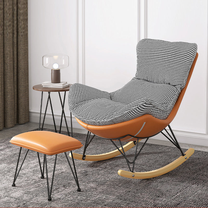 Modern Rocker Tapsted Cushions Cushions Wingback Glider con pierna oscura