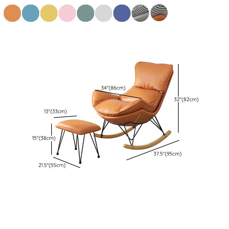 Modern Rocker Tapsted Cushions Cushions Wingback Glider con pierna oscura