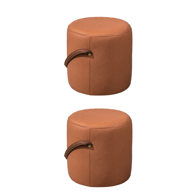 Modern Orange Pouf Round Scratch Resistant Pouf for Living Room 13"L x 13"W x 16"H Orange 2 Piece Set Clearhalo 'furn' 'furn_ottomans_poufs' 'Furniture' 'Living Room Furniture' 'Ottomans & Poufs' 'ottomans_poufs' 6311173