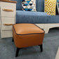 Mid-Century Modern Pouf Ottoman Faux Leather Upholstered Square Ottoman with Chair Legs Clearhalo 'furn' 'furn_ottomans_poufs' 'Furniture' 'Living Room Furniture' 'Ottomans & Poufs' 'ottomans_poufs' 6311196