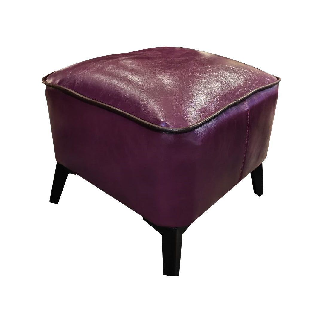 Mid-Century Modern Pouf Ottoman Faux Leather Upholstered Square Ottoman with Chair Legs Violet 1 Piece Clearhalo 'furn' 'furn_ottomans_poufs' 'Furniture' 'Living Room Furniture' 'Ottomans & Poufs' 'ottomans_poufs' 6311197