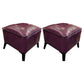 Mid-Century Modern Pouf Ottoman Faux Leather Upholstered Square Ottoman with Chair Legs Violet 2 Piece Set Clearhalo 'furn' 'furn_ottomans_poufs' 'Furniture' 'Living Room Furniture' 'Ottomans & Poufs' 'ottomans_poufs' 6311198